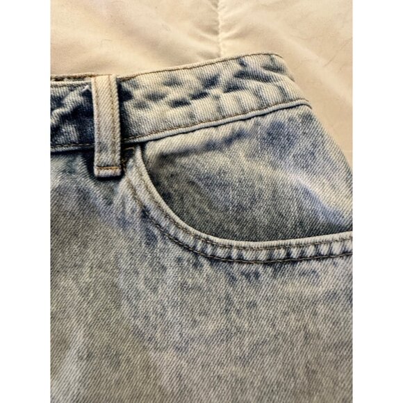Stonewashed Denim Mini Skirt Frayed Hem XS Cotton Pockets Festival Grunge boho - Picture 7 of 8